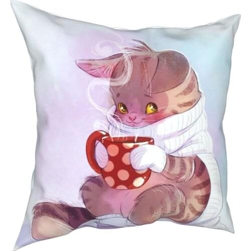Cartoon kitten decorative cushion cover cute pet cushion cover 45cm linen pillow residential culture