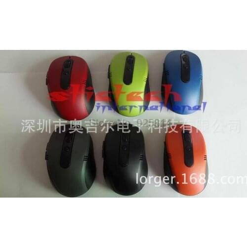 By dhl or ems 200 pieces 2.4GHz Portable Optical Wireless Mouse USB Receiver 6 Keys 800/1600dpi Black Color Free Shipping