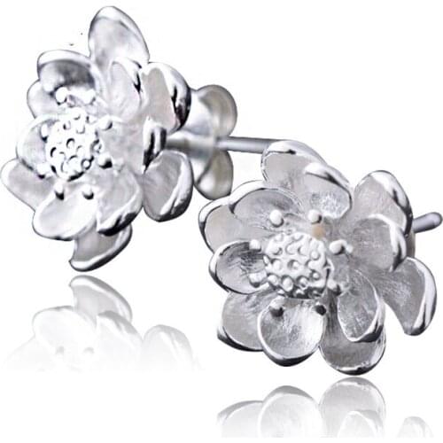 Elegant Women 925 Sterling Silver Stud Earrings High Quality Cubic Zircon Flower Design Earrings Jewelry Wholesale