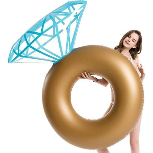 Giant Diamond Ring Design Inflatable Swimming Ring Pool Lounge Adult Pool Float Mattres Swimming Circle Water Pool Toys