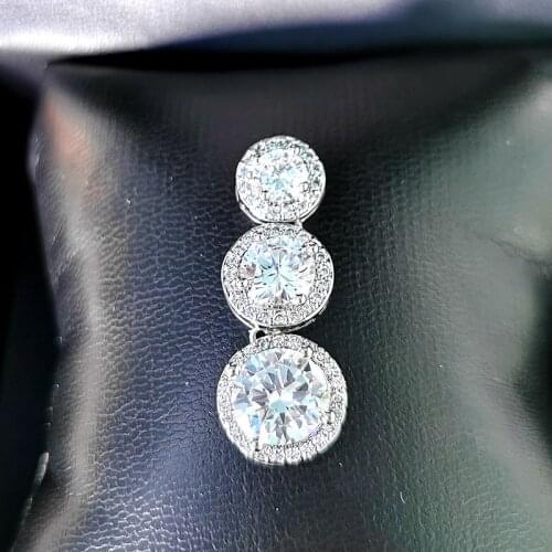 Gradient Round Design Pendants Luxury White Gold Color Inlay Pave CZ Pendant Without Chain Top Quality Wedding Jewelry Wholesale