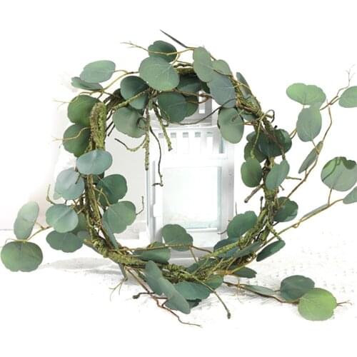 Artificial Wreath Garland Plants Eucalyptus Circle Garden Wall Hanging Decor Front Door Indoor Wall Rattan Wedding Decoration