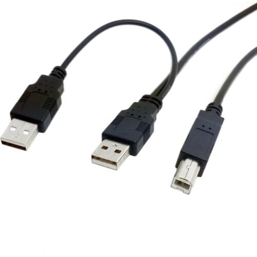 Jimier CY Cable Dual USB 2.0 Male to Standard B Male Y Cable 80cm for Printer & Scanner & External Hard Disk Drive