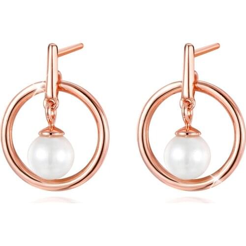 ANNA QUEEN Simple Geometric Pearl Stud Earrings Hypoallergenic Earrings for Every Special Moment PEW0039