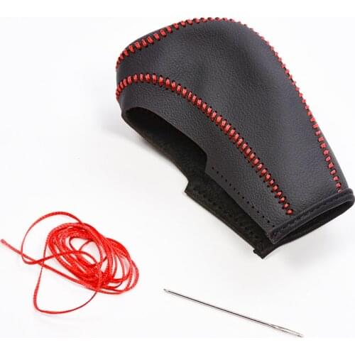 Leather Gear Shift Knob Cover For Chevrolet /Cruze Captiva 2013 2012 2011 Automatic Transmission Hand-stitched DIY Brake Cover