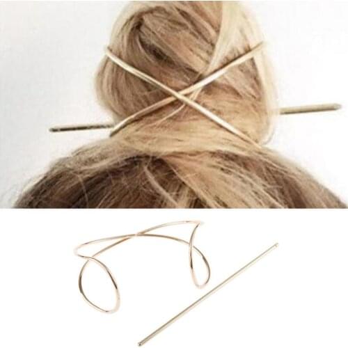 2020 Womens Fashion Hairpin Elegant Design Geometric Shape Star Round Hairpin Stick Hairpin Head Ornament крабик для волос kpop