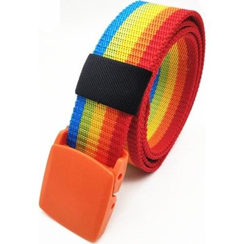Mens Belts Fashion New Unisex Trousers Belts Canvas Belt Breathable Outdoor Tactical for Jeans Adjustable Waist Belt Rainbow