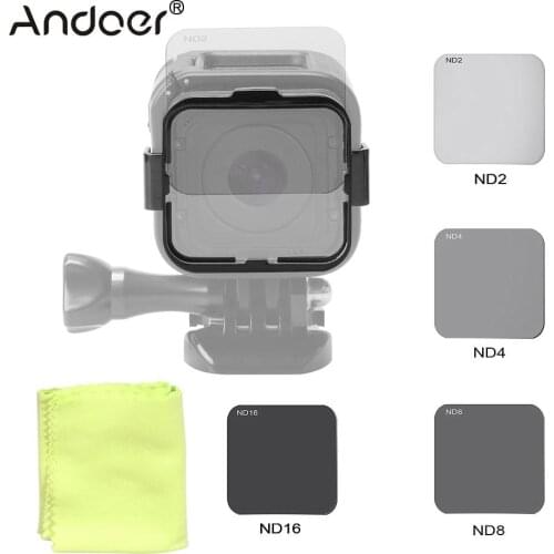 Andoer Square Lens Filter Protector Kit Set(ND2/ND4/ND8/ND16) for GoPro Hero4 Session w/ Filter Mounting Frame Holder