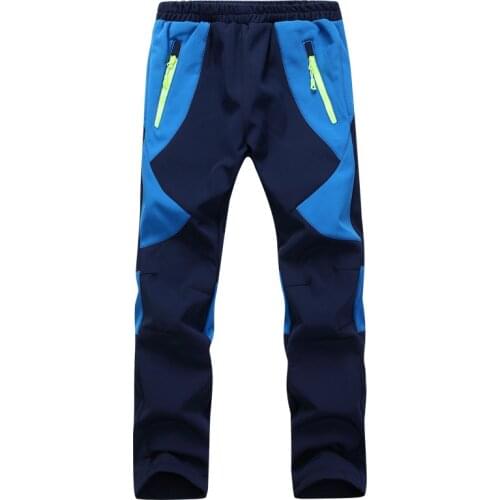 New Winter Windproof Waterproof Childrens Outdoor Pants Boys Girls Soft Shell Trousers Warm Youth Climbing Pants Sweatpants