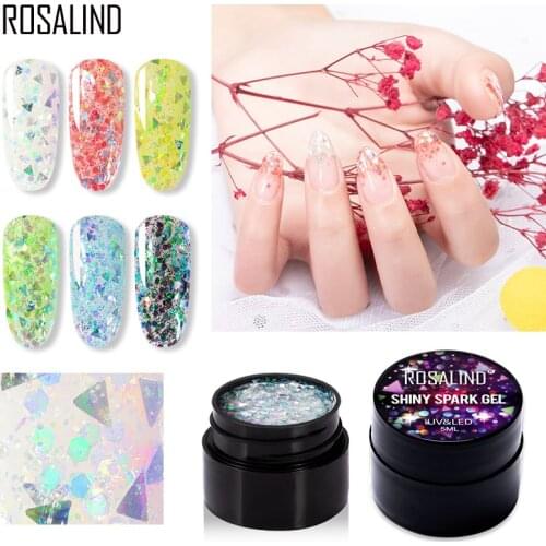ROSALIND Dazzling Diamond Gel Nail Polish Shiny Spark Nails Gel Glitter UV LED Base Primer All For Manicure 5ml Hybrid Lacquer