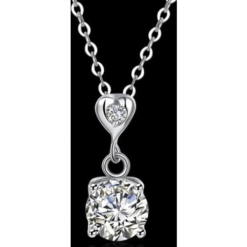 Garilina Fine Jewelry Necklaces For Women 2021 Round White Cubic Zirconia Silver Color Pendants ASP001