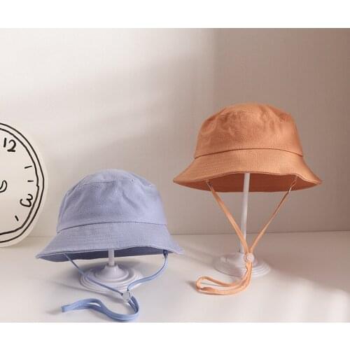 Toddler Baby Fisherman Hat Solid Color Kids Caps Sun Protection Boys Girls Basin Caps Cotton Panama Beach Children Bucket Hats