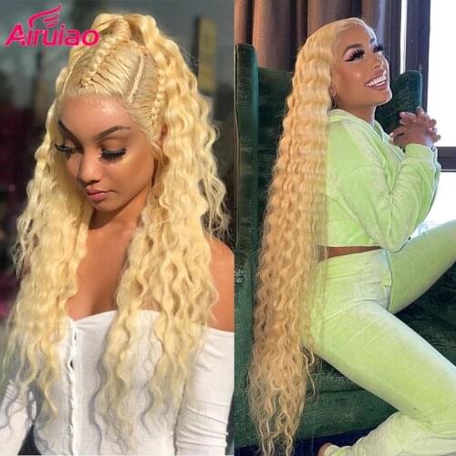 Deep Wave 613 Blonde 13x4 Lace Front Wig 30 Inch Hd Transparent Lace Frontal Wigs For Women Full 40 Inch Human Hair Pre Plcuked