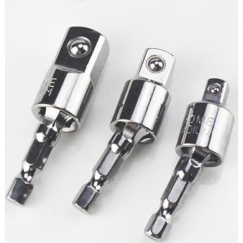 Electric Drill Socket Adapter for Impact Driver with Hex Shank to Square Socket Drill Bits Rotatable Extension 1/4" 3/8" 1/2"