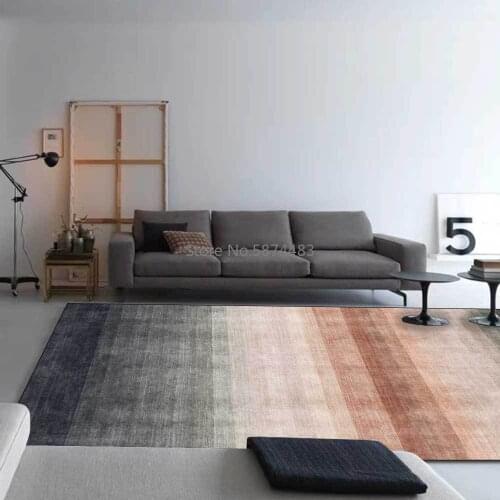 Simple Modern Abstract Gray Orange Pink Gradient Stripes Living Room Bedroom Bedside Carpet Floor Mats