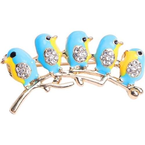 Birds Brooch Imitation Pearl Rhinestone Owl Crow Enamel Pin Crystal Animal Pin Vintage Zinc Alloy