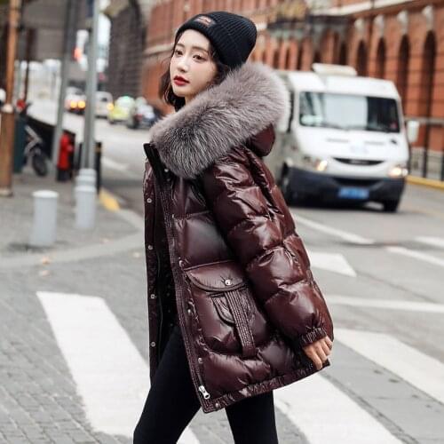 White Duck Down Jacket Female Winter 2021 Natural Raccoon Fur Collar Coat Women Hooded Warm Parka Casaco Feminino Inverno Gxy110