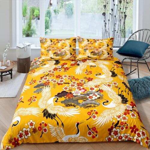 Home Living Luxury 3D Crane Bedding Set Comfortable Duvet Cover Set Pillowcase Kids Bedding Set Queen and King EU/US/AU/UK Size