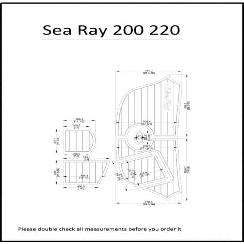 Sea Ray 200/220 Select Swim Platform Pad 1/4" 6mm Boat EVA Teak Decking Floor