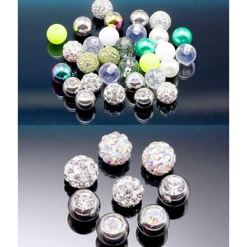 32pc Replacement Balls External Threaded Surgical Steel Acrylic Balls for Industrial Barbell Nipple Rings Belly Button Piercing