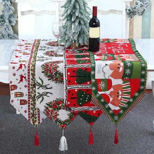 Stylish Thick Holiday Table Runner Embroidered Christmas Applique for Kitchen