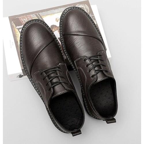 Fashion Shoes Men Office Design Classic Men Shoe Leather Comfy Casual Shoes Formal Dress Shoes British Style Tooling Lightweight