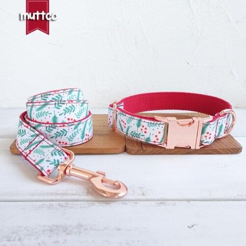MUTTCO unique collar THE CHRISTMAIS LEAVES convenient to walk the dog leash accessory for small medium large dog 5 size UDC096M