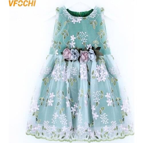 VFOCHI 2020 Girl Dresses Summer Girls Clothes Lace Floral Embroidery Baby Girls Dress Fashion Kids Dresses For Girls Party Dress