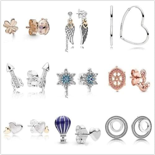 Original 925 Sterling Silver Forever Circle Signature With Crystal Stud Earrings For Women Wedding Gift Fashion Jewelry