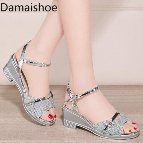 Womens Wedge Sandals Summer 2021 New Fashion All-Matching Summer Fashion Comfort Platform Chunky Heel Middle-Aged Womens Shoes