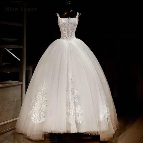 HIRE LNYER New Special Boat Neck Tank Shoulder Lace Up Beading Appliques Princess Ball Gown Wedding Dresses Vestido Branco