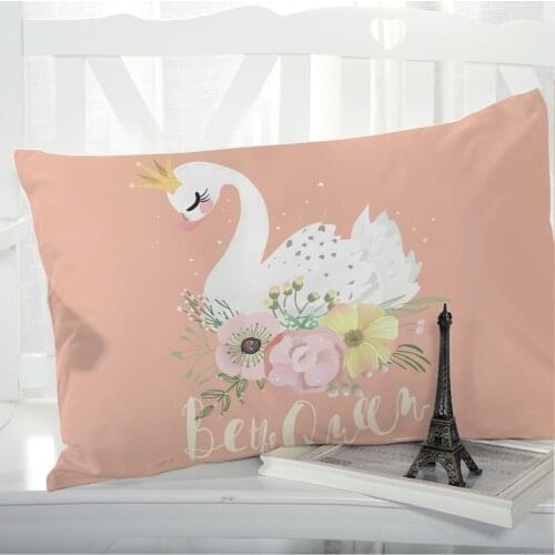 1pc Cartoon Pillow cover Pillow case Bedding For Kids Baby Children Pillowcase Pillowcovers decorative 50x75 50x70 Pink swan