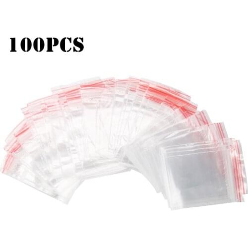 100pcs/pack Resealable Zip Lock Bags Self Seal Clear Plastic Poly Bag Food Storage Package Reclosable Vacuum Fresh Bag
