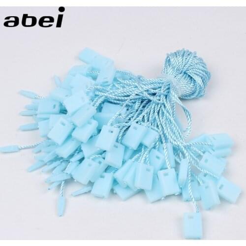 17cm 300pcs/lot Light Blue Clothing Paper Cards Hanger Lines Label Fasteners Loop Locks Garments Bags Accessories Supplier