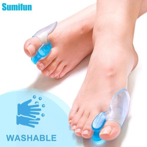 2Pcs Big Toe Separator Bone Corrector Thumb Valgus Repair Straightener Silicone Gel Foot Protector Bunion Adjuster Feet Massager