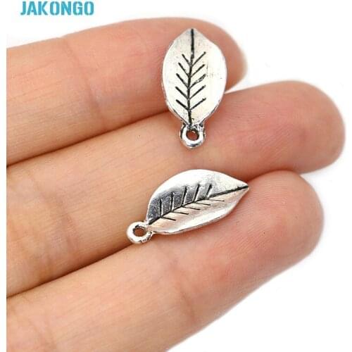 40PCS Tibetan Silver Plated Leaf Charm Pendant Fit Making Necklace Bracelet Jewelry Accessories DIY 18x9mm