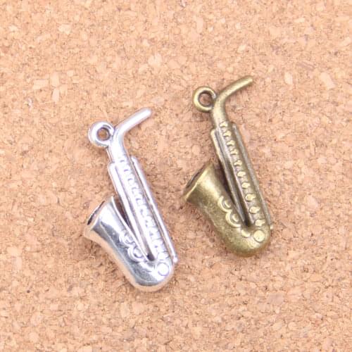 45pcs Charms horn saxophone 26x21mm Antique Pendants,Vintage Tibetan Silver Jewelry,DIY for bracelet necklace