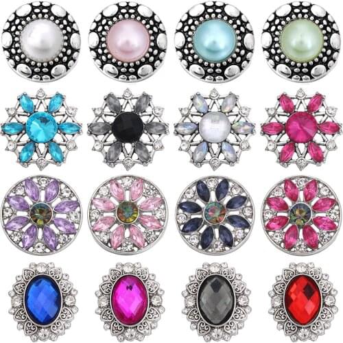 5pcs/lot New Mixed Snap Jewelry Crystal Rhinestone Vintage 20mm 18mm Metal Snap Buttons Fit Snap Jewelry Bracelets Necklaces
