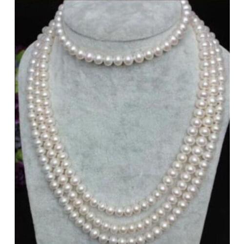 6-7mm weie Frischwasser zucht perlenkette 160cm