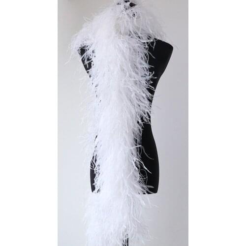 6 Ply Top Quality White Ostrich Feathers Boa for Needlework Plumas Ribbon Wedding Centerpiece Party Decoration Plumes DIY Crafts