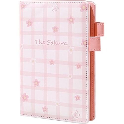 A6 PU Leather Notebook w/ 2 Pen Holders Sakula Notebook Simple Cherry Blossoms Notebook School Office Stationery