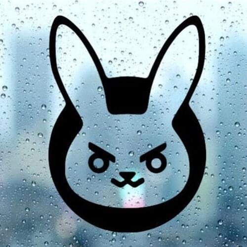 Black/Sliver OW DVA Game Rabbit Vinyl Car Body Decals Window Door Decal Funny Top Quality Rainproof Removable S1305