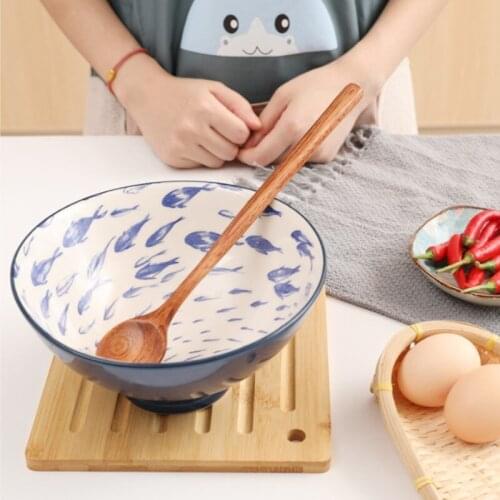 Wooden Hot Pot Spoon Noodles Dessert Honey Long Handle Mixing Soup Spoon For Home Kitchen Cooking Utensil Tableware Accessories