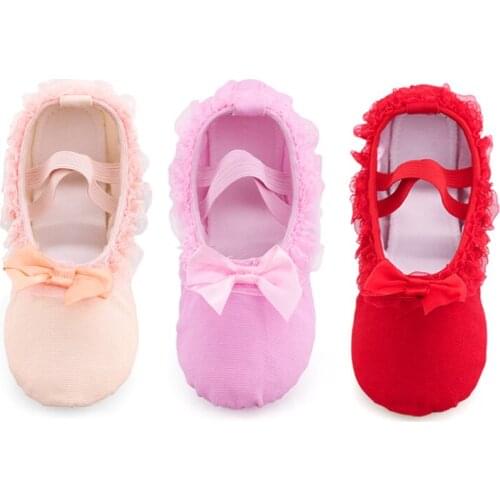 Girls boys Ballet slippers women lace canvas soft sole Ballet shoes