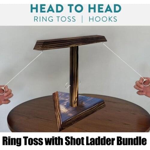 Ring Toss Game for Adults Handmade Wooden Ring Toss Hooks Tiki Handheld Board Games Play Games for Kids Adults and Family Fun