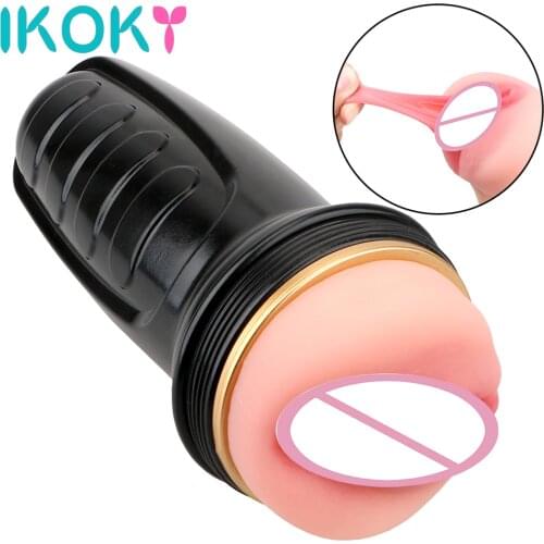 IKOKY Realistic Vagina Soft Pussy Sex Machine Masturbador Erotic Adults Sex Products Male Masturbation Cup Sex Toys for Men