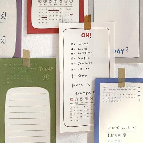 Ins Solid Color Series Memo Pad Daily Portable Notepad Paper Message Sticky Notes School Office Supplies Stationery