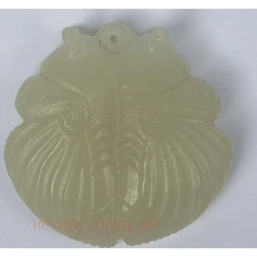 YIZHU CULTUER ART Collection Old China Jade Hand Carving Cicada Statue Pendant Wonderful Gift