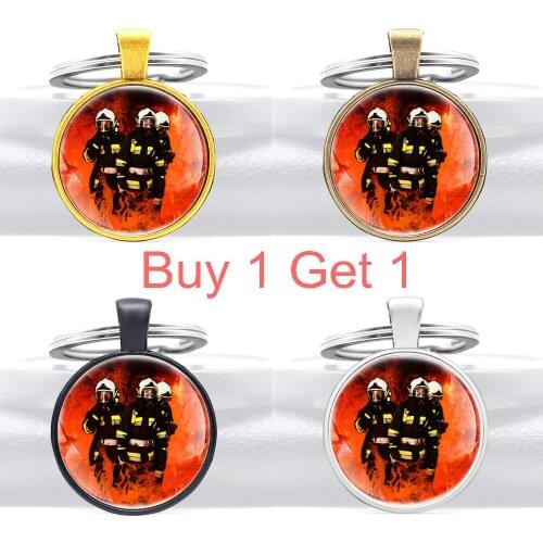 Buy 1 Get 1 Great Firefighter Emergency Rescue Pendant Key Rings Classic Men Women Jewelry Keychains Gifts