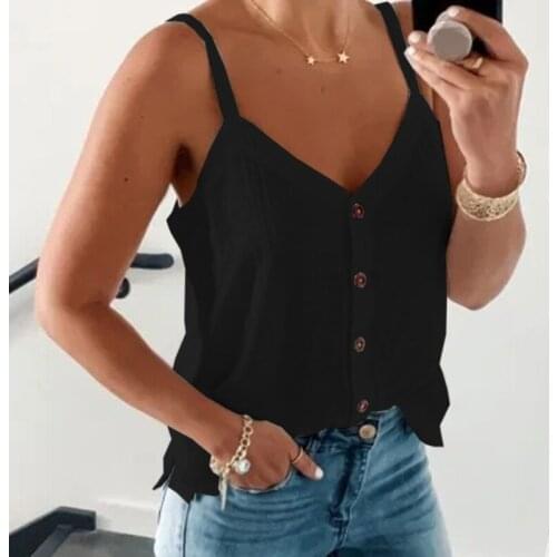 New Sleeveless V-Neck Solid Color Vest Camisole Top Fashion Oversized T Shirt WomenS Clothing Summer 2021 Tops Female Shirts